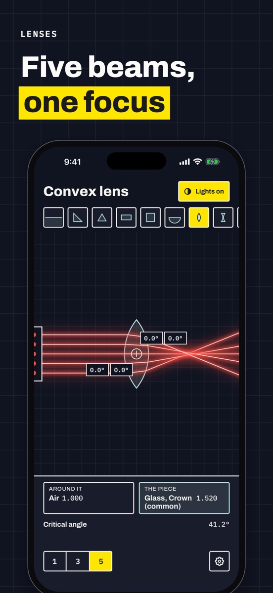 Follow parallel beams through a lens